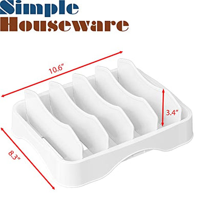 Simple Houseware Food Container Lid Storage 10" x 8" Adjustable Divider | Lid Organizer, White