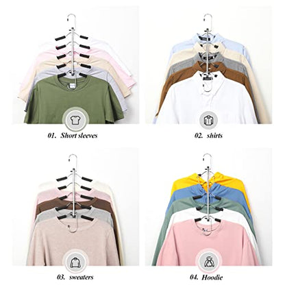 Space Saving Clothes Hangers – 5-in-1 Shirt & Coat Hangers with Non-Slip Foam, Stainless Steel Tiered Closet Organizer for Sweatshirts, Hoodies, Sweaters, T-Shirts – 2 Pack by ZNBEN