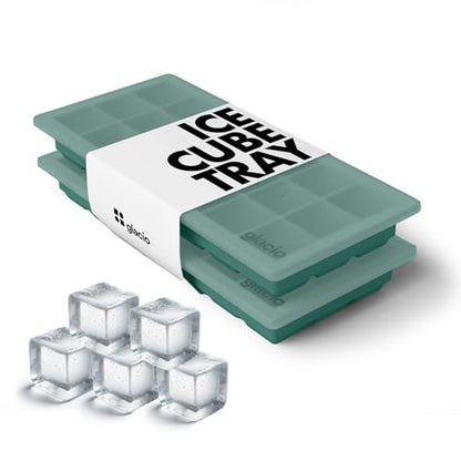Ice Cube Tray – Small Silicone Molds with Lids, BPA-Free and Flexible for Cocktails and Beverages – Set of 2 (Green)