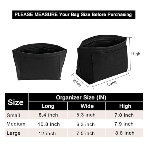 LOUKAYCCI Felt Purse Organizer Insert for Longchamp Le Pliage L Handbag Insert (Large, Black)