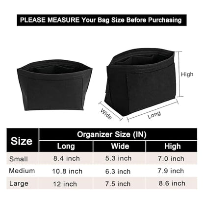 LOUKAYCCI Felt Purse Organizer Insert for Longchamp Le Pliage L Handbag Insert (Large, Black)