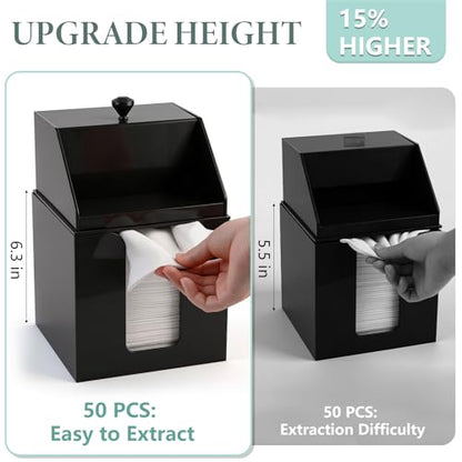 Anyoifax Disposable Facial Towels Storage Double Layer Acrylic Box, Black | Face Towelettes Holder with Clean Skin Club Clean Towel XL Cotton Pads Container Qtip Bin for Bathroom Counter
