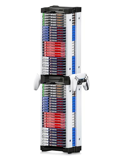 Nargos Video Game Storage Tower, Universal Organizer for PS5/PS4/PS3/PS2, Xbox One/360/Series X/S, Wii, Switch/Switch 2, DVD and Blu-Ray Cases (46 Pcs)