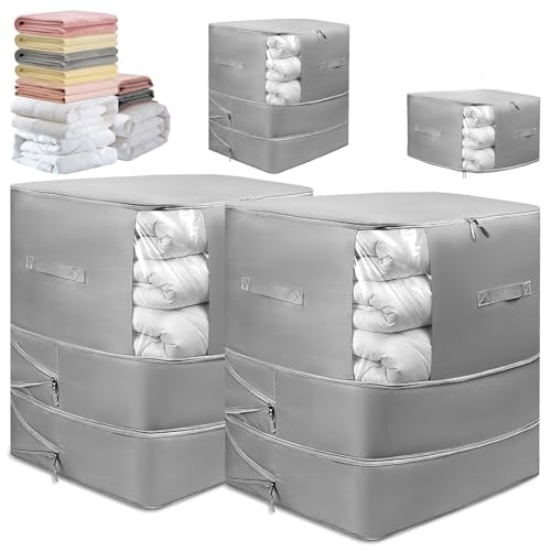 2 Pack Upgrade Comforter Storage Bag with Handle,... (2 Count | Grey | Nylon)