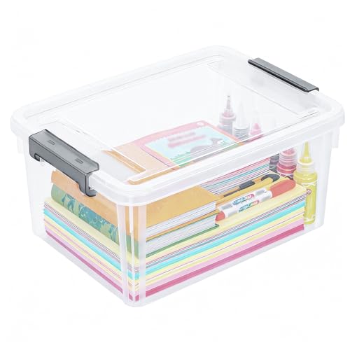 17 QT Clear Storage Bins with Lids 1 Pack Plastic... (Clear White | Polypropylene)