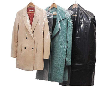 40Pcs Clear Plastic Dry Cleaning Garment Bags Can be Hung Transparent Clothing Dust Cover.