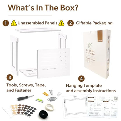 WiFi Router Storage Cabinet Router Box Hider WiFi Box Hider Shelf Cover | Standard • Pine Wood • White Finish • Seamless Side Panel Design • Fits Routers Up To 11" • Wall Mount Or Desktop Placement