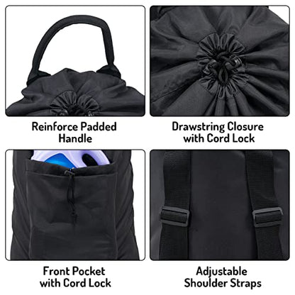 Seiritex Laundry Backpack Bag, Dirty Clothes Travel Laundry Bag with Shoulder Straps for College Dorm (Black)