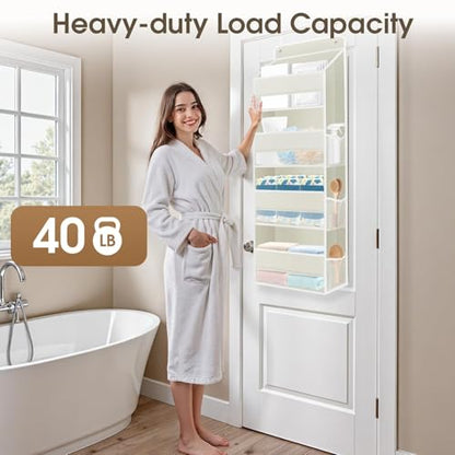 1Pack Over The Door Organizer Large Capacity Hanging Storage Room Organizer | 40 lb Capacity, Ultra-Sturdy, Foldable, Mesh Design with Clear Window, Space-Saving Organizer for Pantry, Nursery & Closet