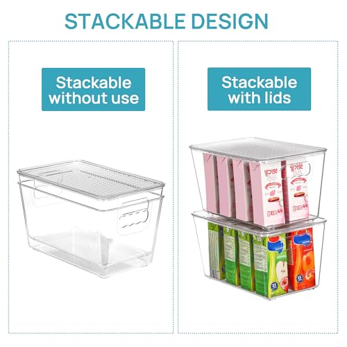 Vtopmart 6 Pack Clear Stackable Storage Bins with Lids, Medium | BPA-free Plastic, Organize Vertically, For Pantry Kitchen Fridge Cabinet Closet Bathroom, Built to Last, Easy to Move