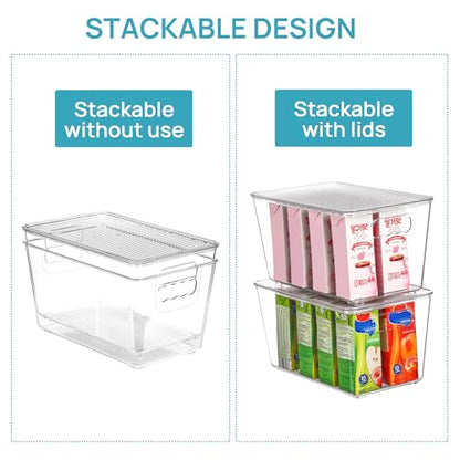 Vtopmart 6 Pack Clear Stackable Storage Bins with Lids, Medium | BPA-free Plastic, Organize Vertically, For Pantry Kitchen Fridge Cabinet Closet Bathroom, Built to Last, Easy to Move