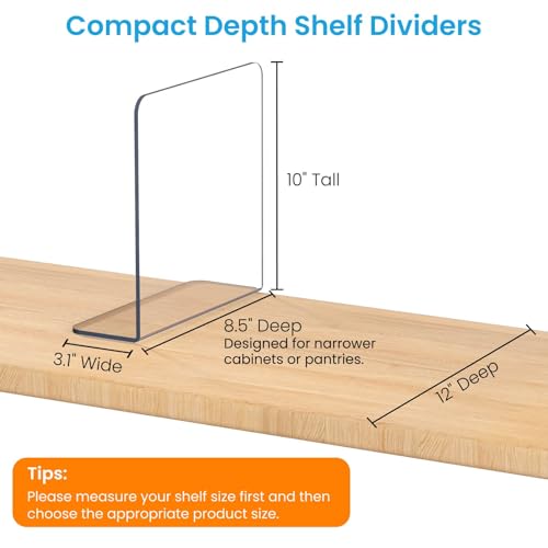 OKPOW Shelf Dividers for Closet Organization: 12 Pack Durable Clear Acrylic Divider Organizer for Shelves - Vertical Adjustable Shelving Separators for Clothing Purse