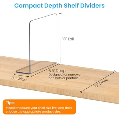 OKPOW Shelf Dividers for Closet Organization: 12 Pack Durable Clear Acrylic Divider Organizer for Shelves - Vertical Adjustable Shelving Separators for Clothing Purse