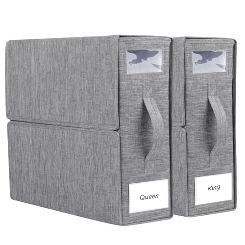 Bed Sheet Organizers and Storage 2 Pack Queen/King... (2 Count | Grey)