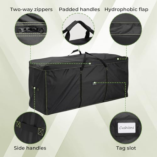 GARPROVM Extra Large Patio Cushion Storage Bag, 68"x20"x30" Outdoor Furniture Cushion Storage with Carry Handles, 420D Oxford Fabric Waterproof Storage Bag for Garden Cushions Christmas Tree