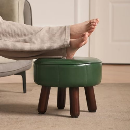 13in Small Foot Stool Ottoman, Faux Leather Foot Rest for Couch
