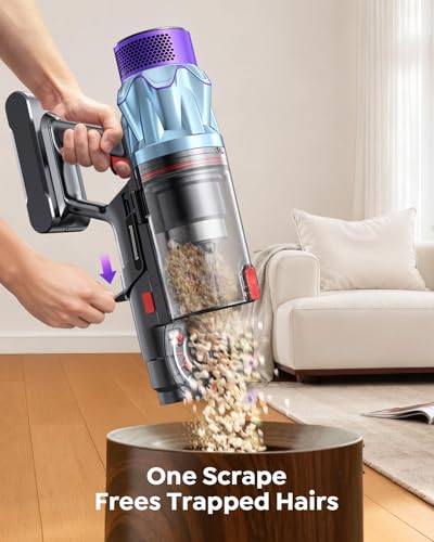 Cordless Vacuum Cleaner 70min/650W/55KPA, Self-Standing Vacuum Cleaners for Home with 3.3Ft Hose & Auto Mode, Wall Mount Charging, Stick Vacuums with Fragrance, Dust-Scraper for Hardwood Floor/Car/Pet