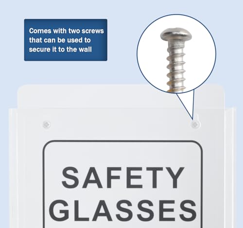 Acrylic Safety Glasses Dispenser, Holder for Industrial, Dental, Lab Setting Clear Stand or Wall Organizer, Visitor Safety Glasses Holder for Disposable Goggle Storage Glove