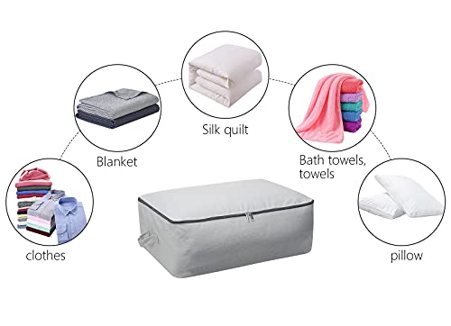 Breathable & Durable Canvas Storage Bags, Light Gray, 2-pack | Large Wardrobe Organizer, Zipper Closure, Lockable, 65 x 47 x 22 cm, Fits Beddings/Comforters/Pillows
