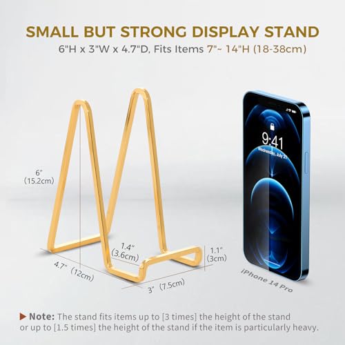 Plate Holder Easel Display Stand - 6 inch Metal Plate Stands for Display - Tabletop Picture Stand - Gold Iron Easels for Display Pictures | Photo Frames | Book | Decorative Plates | Plaque - 3 Pack