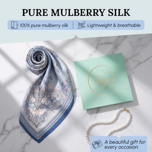 Tayri 100% Pure Mulberry Silk Scarf | 20" Small Square Multi-Use Accessory | Luxurious,lightweight mulberry silk neckerchief for women and men;suitable for hair,handbag, and neck styling; an ideal gift