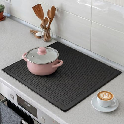 Stove Top Cover for Electric Stove - Silicone Stove Mat for Glass Top, Glass Cooktop Protector for Kitchen,Multi-Functional Oven Covers for Electric Stove (Black,28 x 20)
