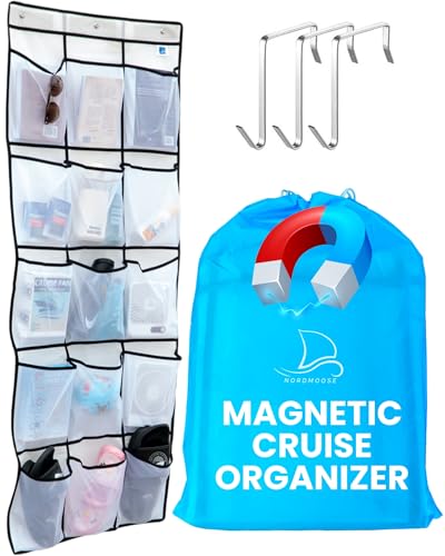 Magnetic Cruise Organizer | 15 Large Durable Pockets, Shoe Over The Door Organizer For Cruise, 3-Strong Anti-Scratch Magnets, Cruise Essentials 2026