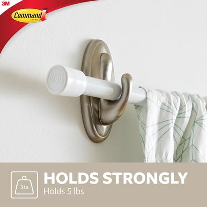Command 5 lb Large Brushed Nickel Color Hooks, 2-Pack of 2 Wall Hooks and 2 Strips, Damage Free Coat Hooks with Adhesive Strips, Traditional Hooks for Hanging Christmas Decorations
