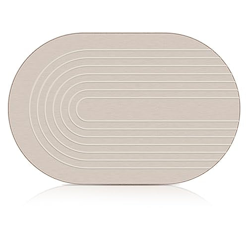 Elfcool Stone Bath Mat Diatomaceous Earth Shower Mat Non Slip Quick Dry Bath Stone Mat Super Absorbent Bathroom Floor Mat for Bathroom Kitchen Counter (Off White)