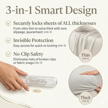 Bed Sheet Holders for Corners — 4-Pack Sheet Suspenders & Sheets Holder, Strong Grip Bed Accessories,Fitted Sheet Holder, Keeps Sheets Tight & Smooth, Easy Install & Fits All Mattress Type