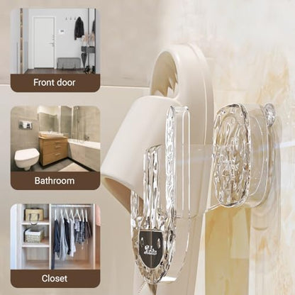 DONGKER Wall Mounted Slippers Rack,2 PCS Clear Suction Cup Shoe Holder without Drilling Can Store 2 Pairs of Shoes for Entrance Bathroom