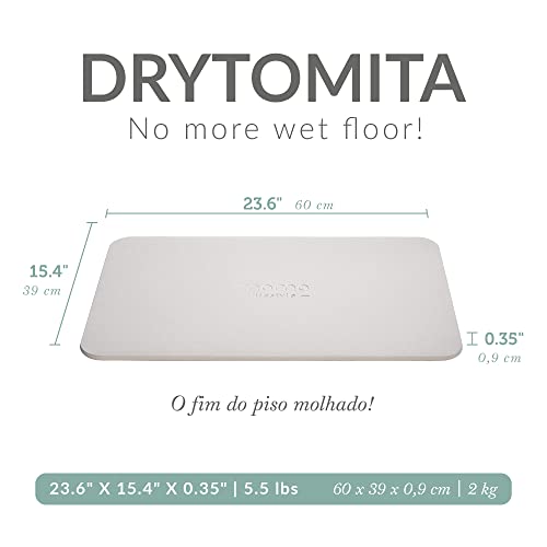 Momo Lifestyle Stone Bath Mat – Quick Dry Diatomaceous Earth Bath Mat, Non Slip Bathroom Shower Mat, Ultra Absorbent Diatomite Bath Stone, Linen Grey, 23.6 x 15.4”