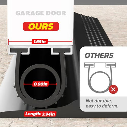 Garage Door Bottom Seal with Pre-drilled Aluminum... (Black-Track Kit | Rubber)