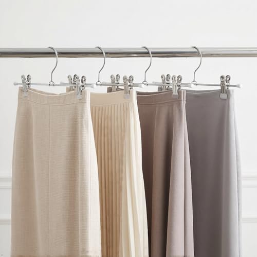 Mawa by Reston Lloyd Non-Slip Space-Saving Clothes Hanger For Pants & Skirts with Two Clips, Style K/40D, Set of 10, 15 3/4"L, White