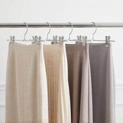 Mawa by Reston Lloyd Non-Slip Space-Saving Clothes Hanger For Pants & Skirts with Two Clips, Style K/40D, Set of 10, 15 3/4"L, White
