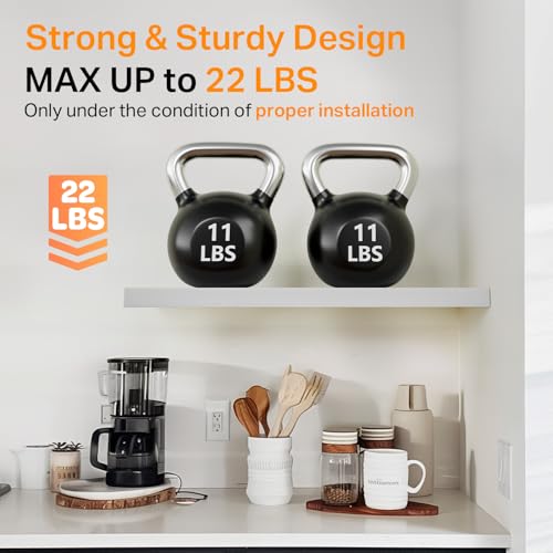 BAYKA White Floating Shelves 15.7in, Set of 3, Wall Mount Rustic Wood Shelf | 22lbs Max Load, Hidden Bracket, for Bathroom Bedroom Kitchen Display Storage Decor, Easy Install, Multi-Wall Compatible