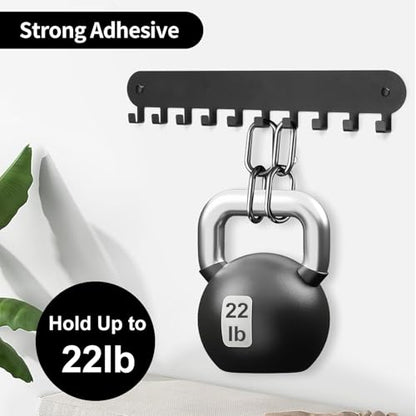 2 Pack Key Holder for Wall, Key Hooks with 10 Hooks, Black | Key Holder Wall Mount Self Adhesive, Key Rack for Wall No Drill for Living Room, Kitchen, Bathroom, Garage