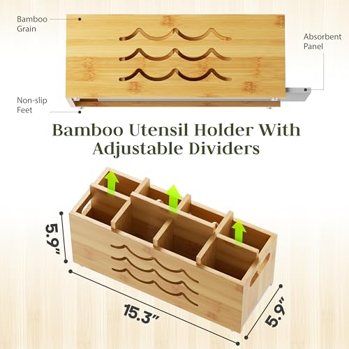 Large Kitchen Utensil Holder for Countertop, 8 Adj...