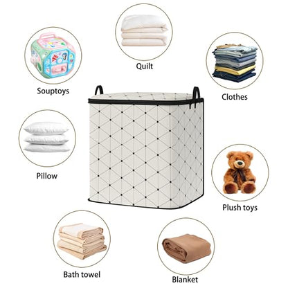 king comforter storage bag,blanket organizer with zipper 95L (2pack) | quilt duvet sweater sheet bedding pillow clothes storage for closet,dorm moving essentials containers with portable handles
