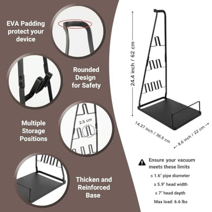 Vacuum Stand No-Drill Storage for Most Stick Vacuum Home Cleaning | metal storage frame, tool holder use, and broad stick-vac fit for clearer buying for daily cleaning,Wallless hole drilling