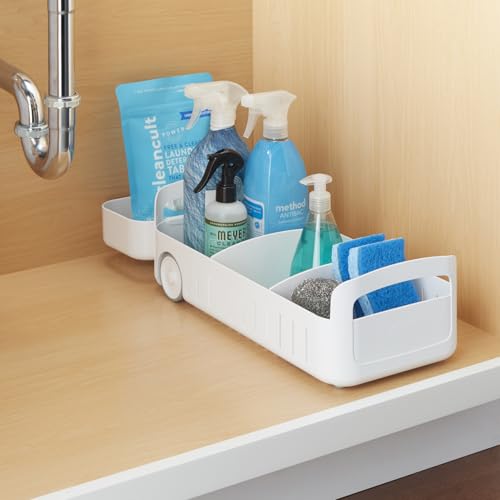 RollOut Caddy Rolling Storage Bin with 2 Adjustabl... (White | Plastic)