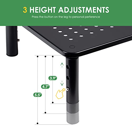 2 Pack Desktop Riser, 3 Height Adjustable Monitor... (Black | Alloy Steel)