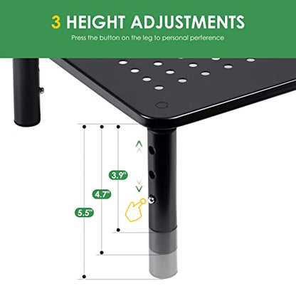 2 Pack Desktop Riser, 3 Height Adjustable Monitor... (Black | Alloy Steel)