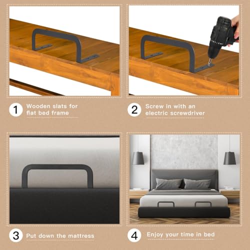 Hicarer 6 Pcs Mattress Slide Stopper Non Slip Mattress Retainer Bar for Adjustable Beds Holder Metal Stabilizers for Wooden Bed Frame to Prevent Sliding Holder in Place Gripper