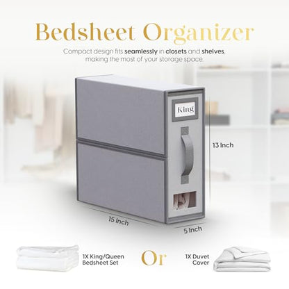 Sheet Organizers and Storage – 4 Pack Bed Sheet Organizer for Queen & King Size, Foldable Linen Closet Storage for Bedding, Duvet Covers, and Pillowcases