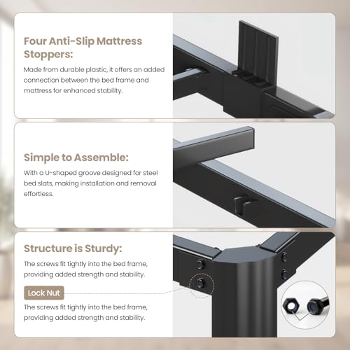 Metal Bed Frame King Size, 14 Inch Heavy Duty Platform Bedframe, Noise Free