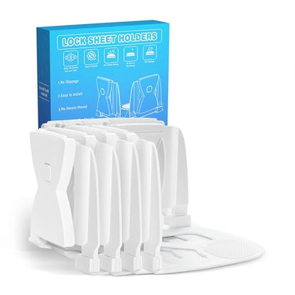 Fitted Sheet Holders for Corners Upgrade Bed Sheet Grippers Sheet Clips | 4Pcs Bed Sheet Holders for Corners Heavy Duty Sheet Clips Fitted All Mattress Sizes, Lock Sheet Holders Keep Firm