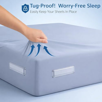 Bed Sheet Holders for Corners, Upgrade Bed Sheet Grippers Locks, 4PCS Fitted Sheet Holder Keep Sheets Firm & Tight, Non-Slip Sheet Clips for Fitted Sheets, Fit All Mattress Easy Install