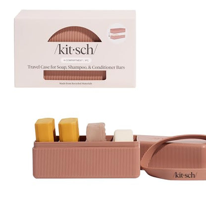 Kitsch 4-Compartment Travel Soap Case – TSA-Approved Bar Soap Holder | Travel Organizer, Bar Soap Case - Lightweight, Durable, Leak-Proof, Made from Recycled Plastic – Terracotta