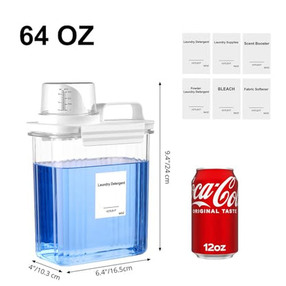 64 OZ Laundry Detergent Dispenser, Liquid Laundry Soap Dispenser, Fabric Softener Dispenser, Scent Booster/Laundry Powder Holder & Container, Laundry Room Organization and Storage, 3PACK